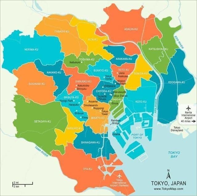 карта района Токио