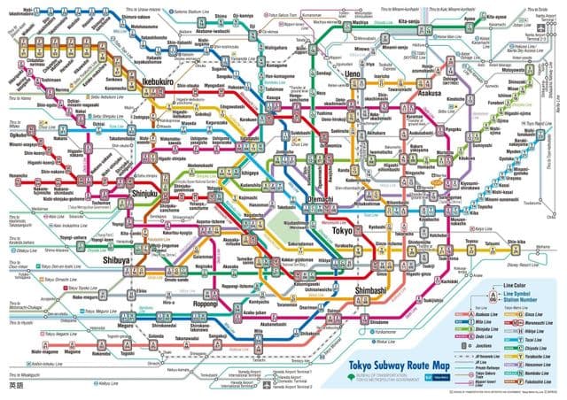 карта станций метро Токио
