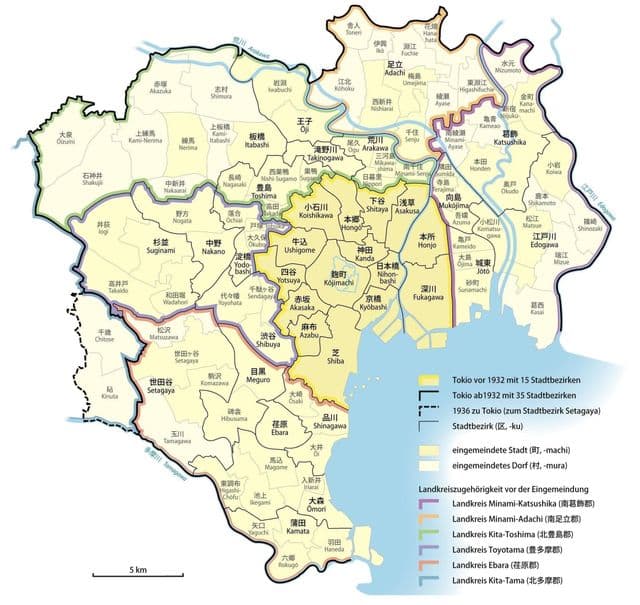 карта районов Токио
