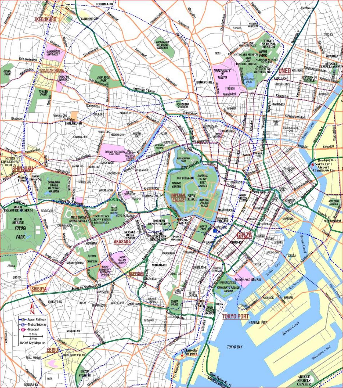 карта города Токио